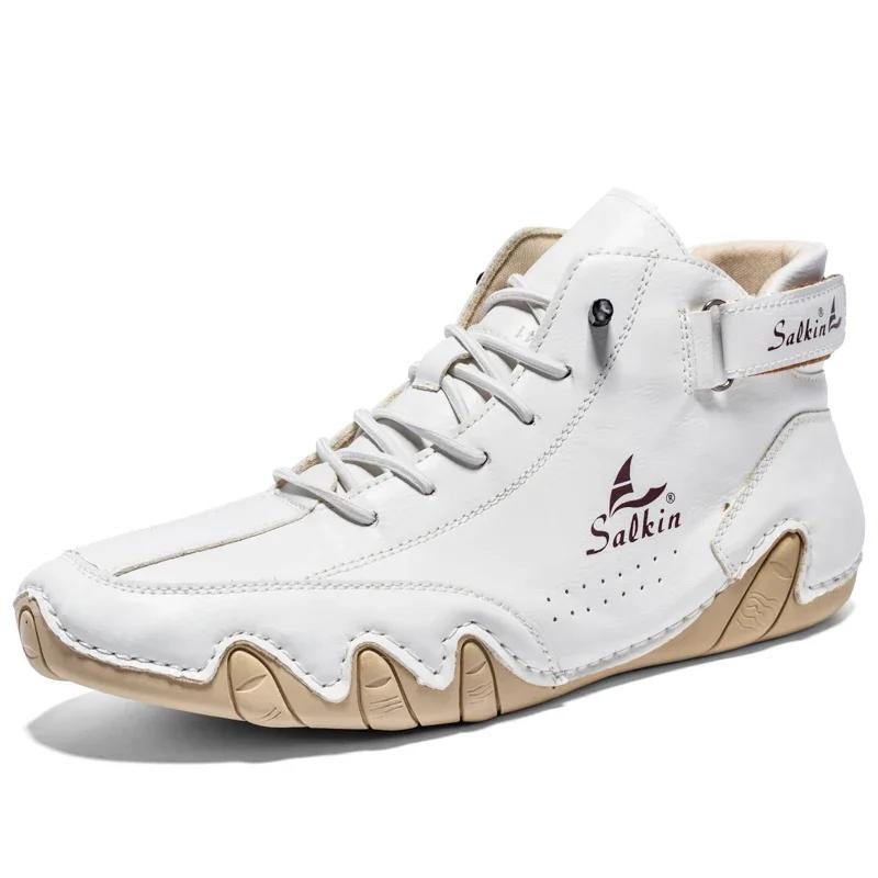 Мягкая кожаная мужская обувь из микрофибры, 8 цветов, ботильоны, модный дизайн, повседневная походная обувь ручной работы для мужчин