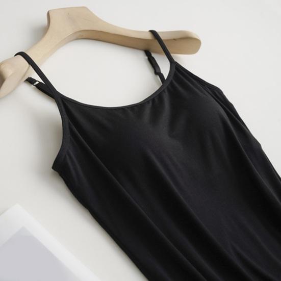 Женская майка-майка со встроенным бюстгальтером-полочкой, регулируемая тонкая бретелька, базовая майка с подкладкой, для тренировок, йоги