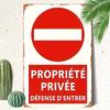 Vintage Iron Private Property No Entry Sign 20x30cm/ - Rustic Wall Decor with French Text & Prohibition Symbol, Durable Metal