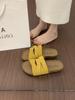 BEI LI XUAN Retro Mori Cross-strap One-word Slippers for Women's Summer Outer Wear Thick-bottomed Casual Beach Women