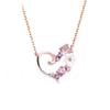 Day 925 Sterling Silver Necklace CZ Cubic Zirconia Cherry Blossom Open Heart Pendant Necklace Pink Gold [K.L.Y] Mother's Women's Women's