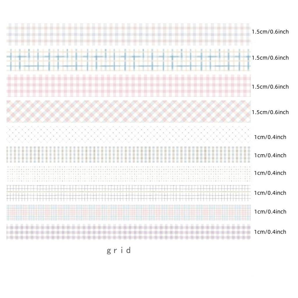 10 шт. набор лент Washi 15 мм 10 мм в стиле ретро, ​​сетка с милым узором, бумажная клейкая маскирующая лента, декоративные наклейки