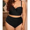 Fat Woman Large Size Solid Color Split Women's Swimsuit