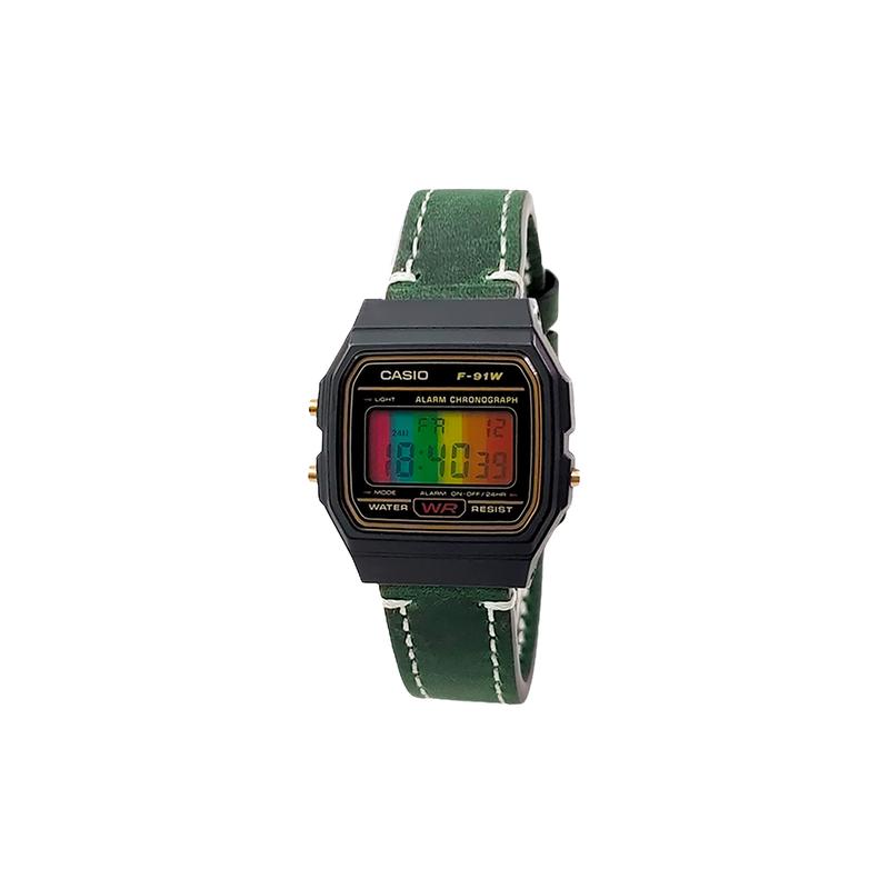 Casio Индивидуальные часы модифицированная серия модный тренд водонепроницаемые для жизни F-91WM-2A модифицированные-кобальтовый оранжевый квадратное стекло Quart F-91WM-2A