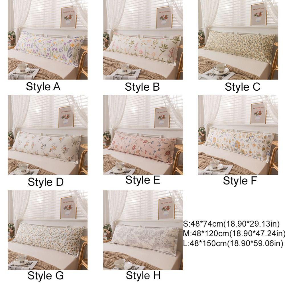 Rectangular Pillow Cover Skin-friendly Long Pillow Case Flower Couple Pillowcase  King Size Bed