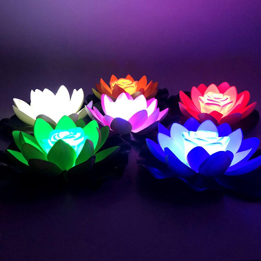 Buddhist Prayer Water Landscape Lotus Lamp Fountain Pool Pond Lamp Flower Light Wishing Lamp