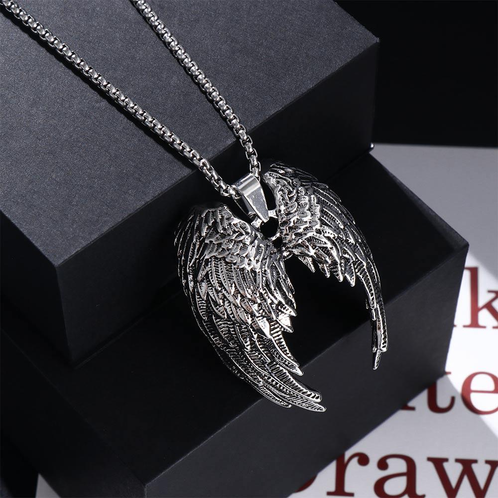 Stainless Steel Choker Korean Style Necklace Men Clavicle Chain Angel Wing Necklace Fashion Jewelry