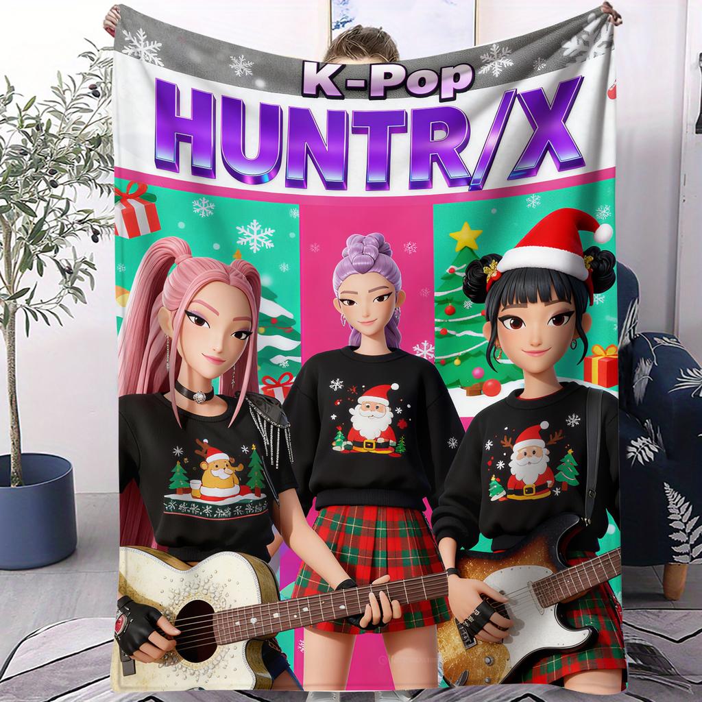 K Pop Demon Hunters Фланелевое Покрывало Теплое Мягкое Многофункциональное Декоративное Одеяло Универсальные Одеяла Рождественские Подарки