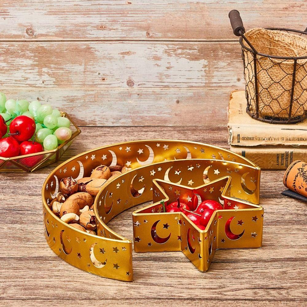 Iron Material Dessert Tray Moon Star Shaped Food Storage Container Dinner Plate Table Decor