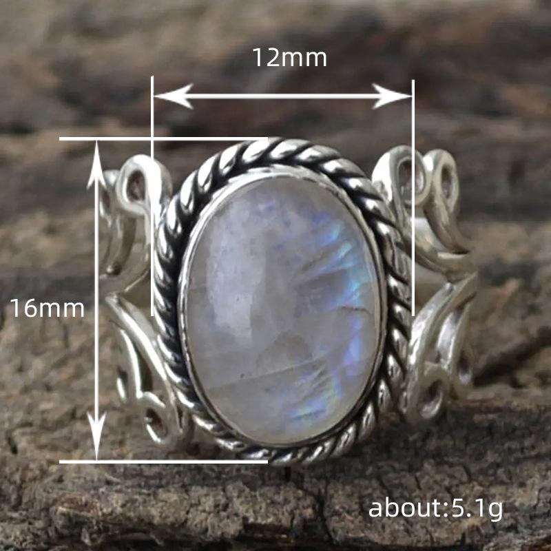 Cao Shi Retro Fashion Unisex Rings - European & American Imitation Moonstone Hot Sellers