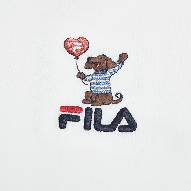 Fila Оригинальная женская футболка с вышивкой собаки, облегающая, с коротким рукавом, топ F61W629108F-WT