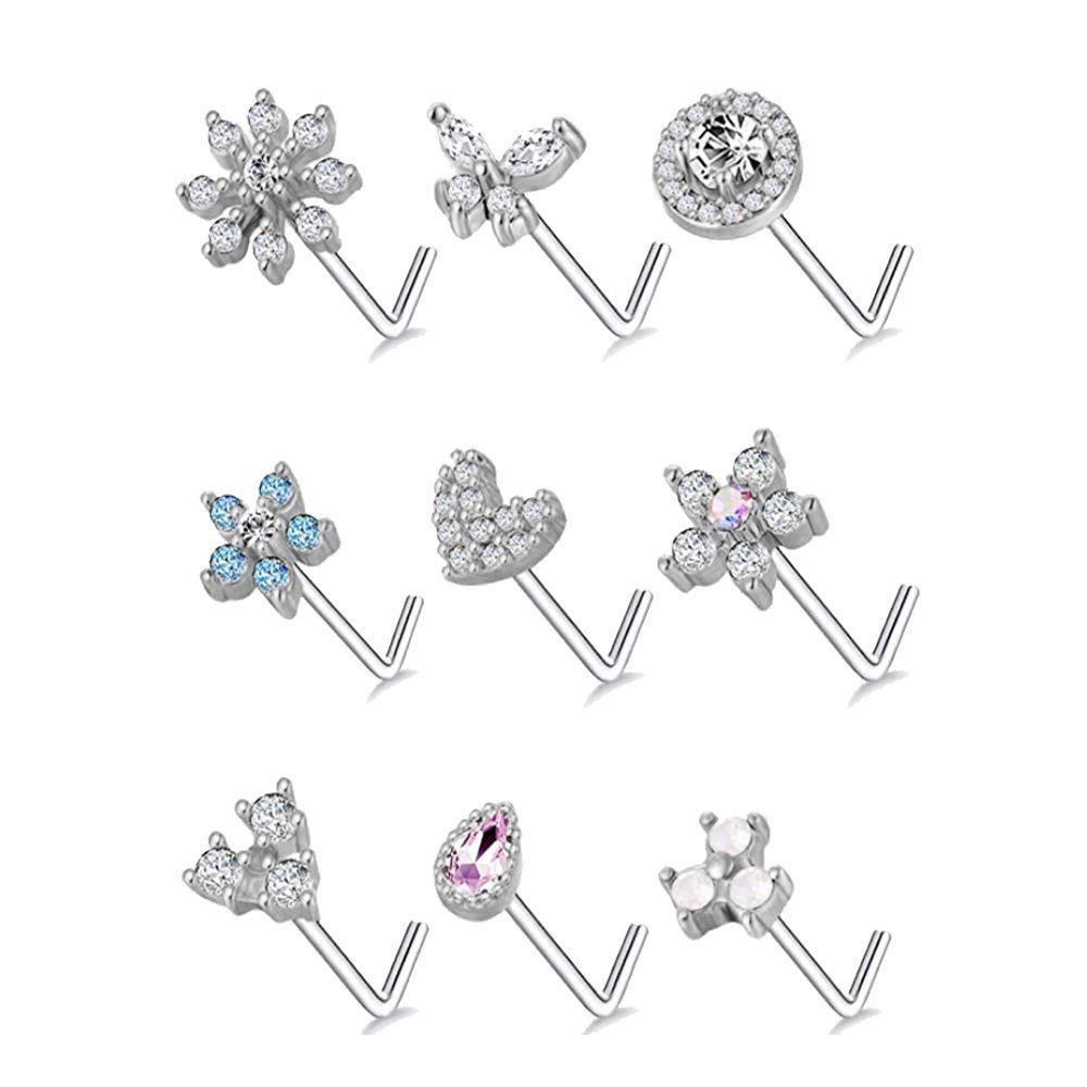 Piercing Stainless Steel Male Zircon Septum Nose Ring Nose Stud L Shape Nose Ring Body Jewelry