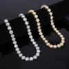 Shiny Round Rhinestone Hip Hop Tennis Chain Bracelet Necklace Set for Women Men Jewelry Gift