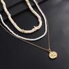 New 1Pcs/Set Vintage Coconut Husk Rice Beads Choker Necklace for Men Punk Gold Color Rounds Metal Pendant Chain Jewelry New