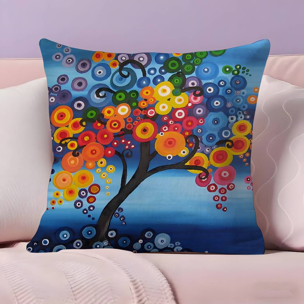 Colored Tree Pillow Case Ultra Soft Skin Friendly Fabric Cloud Like Comfort & Concealed Zipper