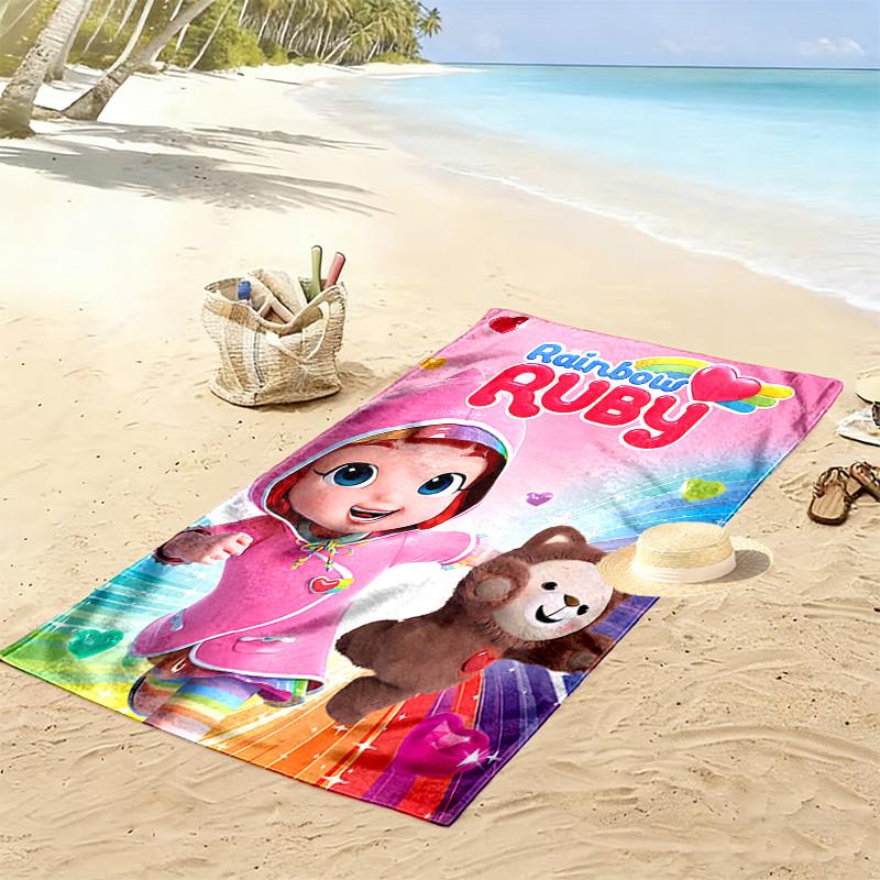 Rainbow Ruby Print Beach Towel, Large Soft Quick Dry Towel for Beach Camping Swimming