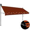 VidaXL Manual Retractable Awning with LED 250 Cm Orange and Brown