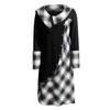 Women's Fashion Plaid Stitching Button Pockets Pile Neck Long Sleeve Dress