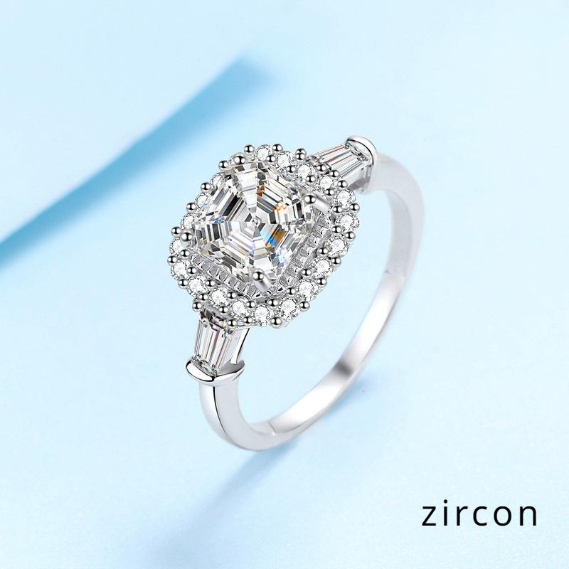 Женское кольцо из стерлингового серебра 925 пробы с муассанитом Ашер 2 карата, позолоченное европейское и американское кольцо pt950, обручальное кольцо