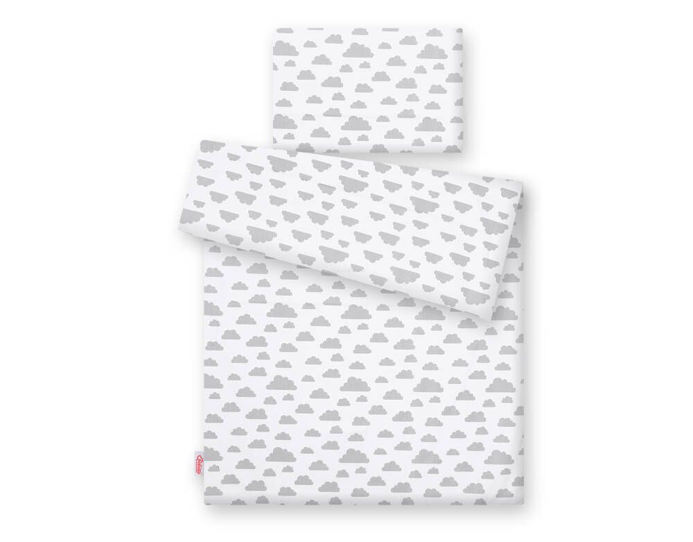 Children's 2-piece cotton bedding set 120x90 cm - gray clouds