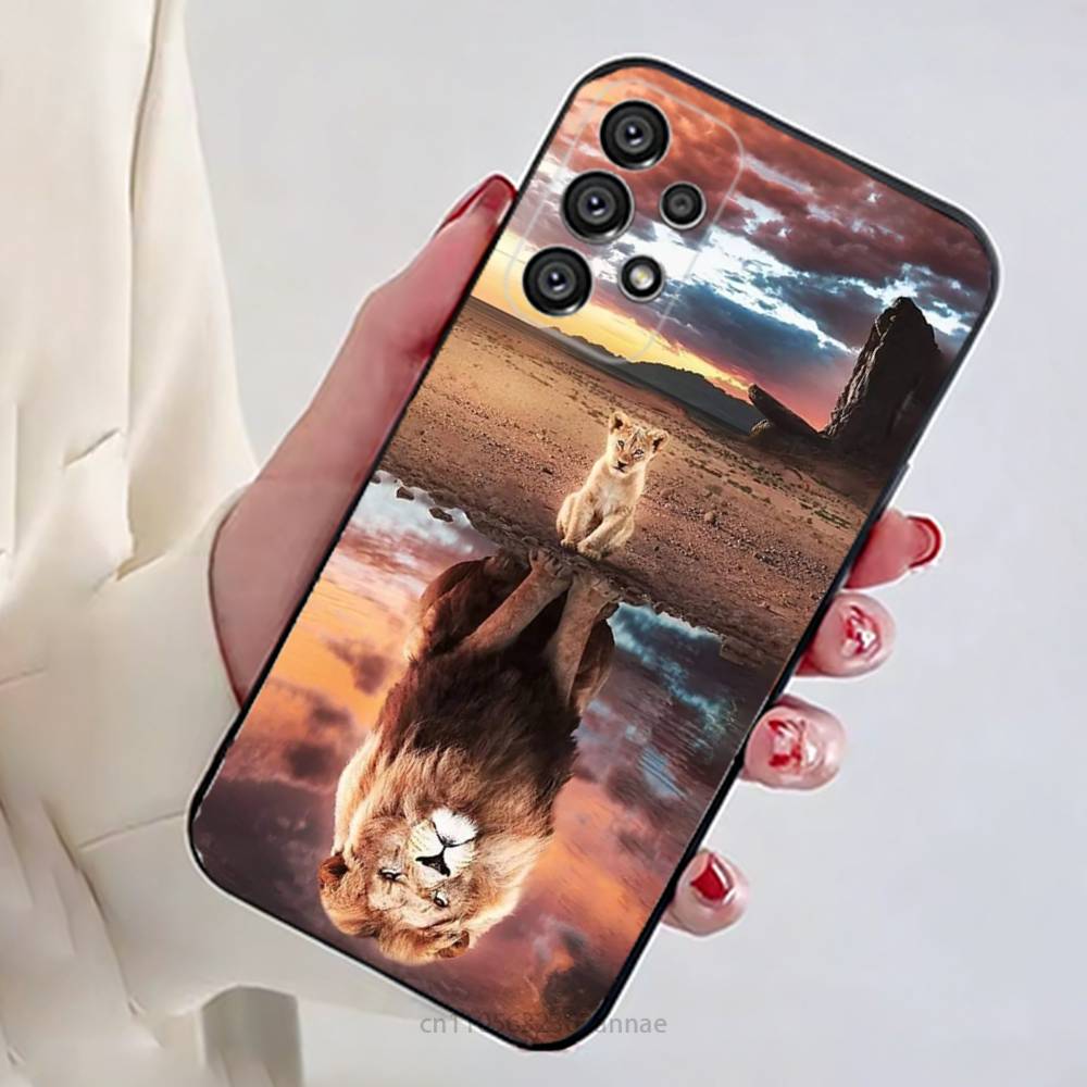Чехол для телефона с рисунком льва для Samsung Galaxy A13, 21s, 22, 31, 32, 52, 53, 71, 80, A91, мягкий черный корпус