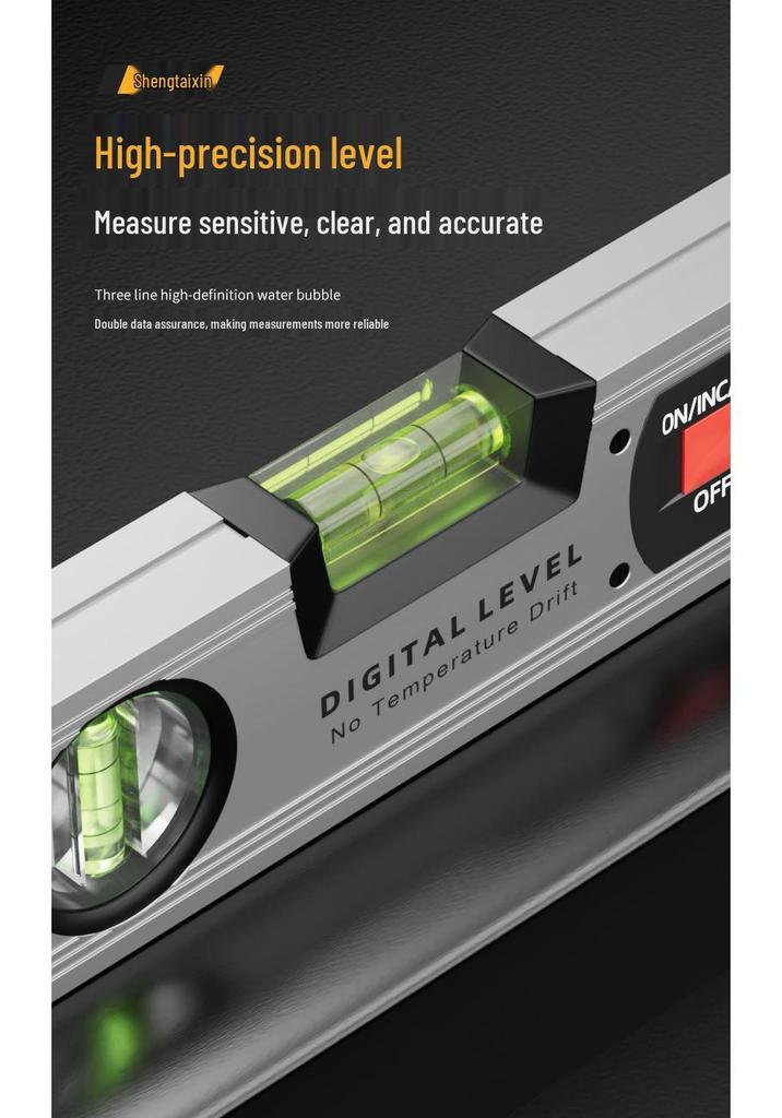 Shengtai Xinshui High-Precision Digital Magnetic Inclinometer Level with Aluminum Alloy