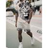 Men's Short-Sleeved T-Shirt Shorts Set Fashion Summer Lion King Print Short-Sleeved Shorts Two-Piece Street Shoot Clothing