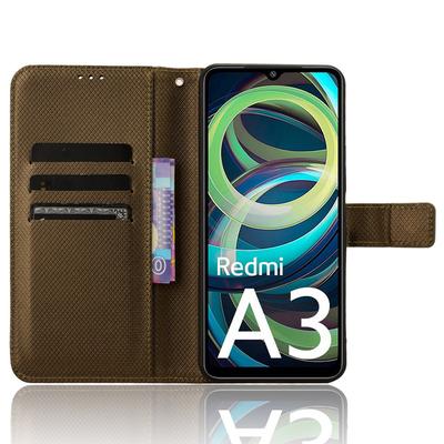 Для Xiaomi Redmi A3 4G/Poco C61 4G Чехол Текстура бриллианта Книжка из кожи Чехол для мобильного телефона