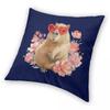 Capybara Heart Glasses Floral Square Pillowcase Polyester Linen Velvet Creative Zip Decorative Pillow Case Room Cushion Cover