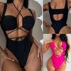 European and American Sexy One-piece Swimsuit Women's Straps Hollow Backless Strap Bikini