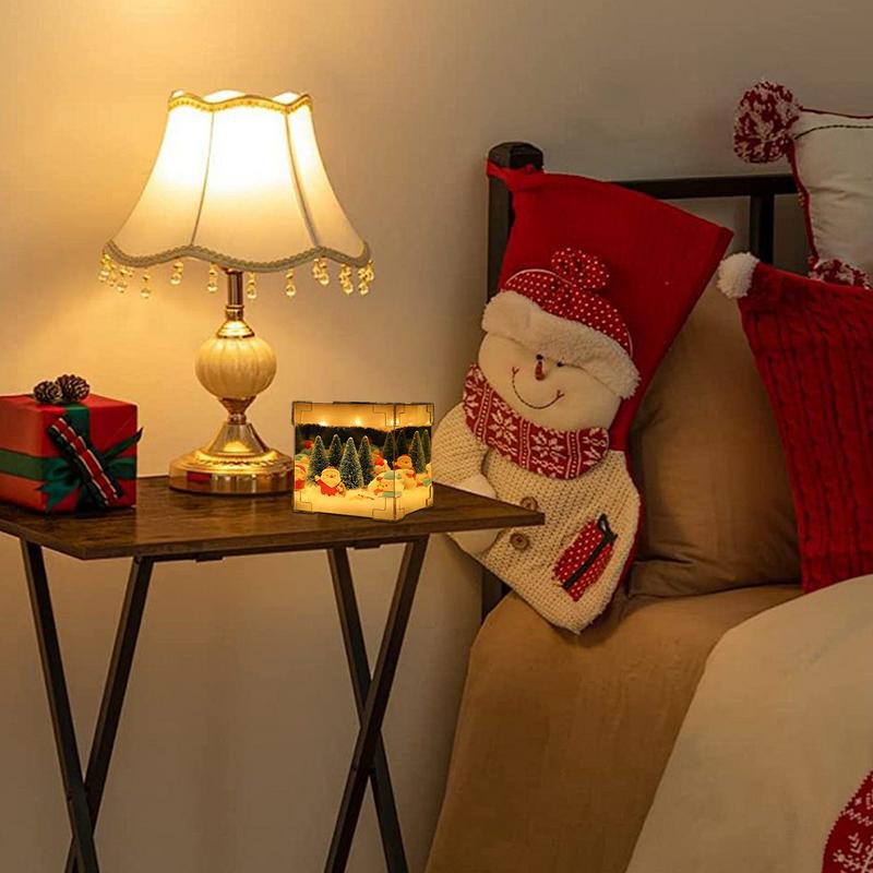 Санта-Клаус Ночной Световой Куб Дизайн Домашний Рождественский Снежный Декор Элегантные Рождественские Световые Украшения Для Внутреннего Праздничного