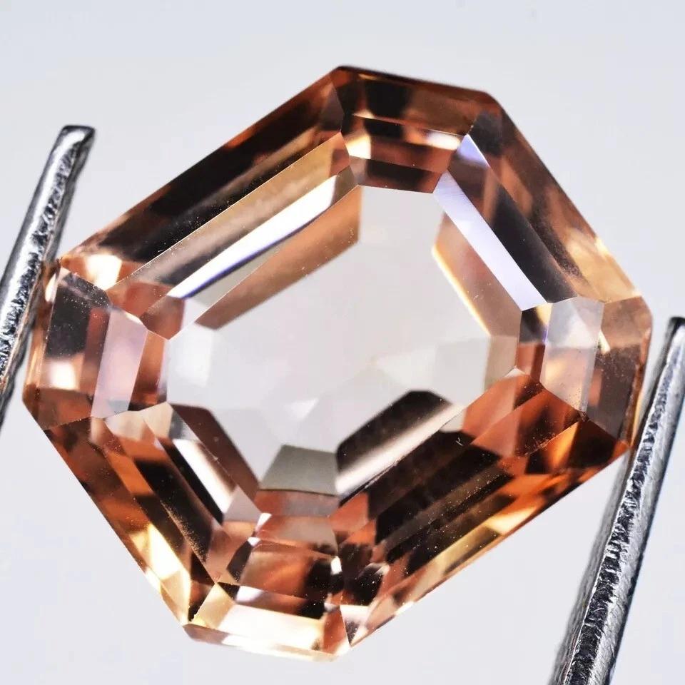 Golden Morganite Natural 9+ Ct Asscher Cut Fabulous Certified Loose Gemstone