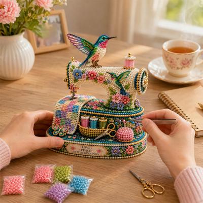 Крошечный 3D-набор для шитья бисером «Швейная машинка» DIY для детей и взрослых Изящная колибри