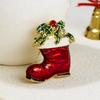 Rinhoo Enamel Christmas Crutch Brooches Pins Rhinestone Lucky Fruit Hat Glove Boot Sock Angel Sled Gift Box Badge New Year Gifts