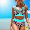 Женский купальник-бикини-танкини с лямкой на бретельках и сложным узором