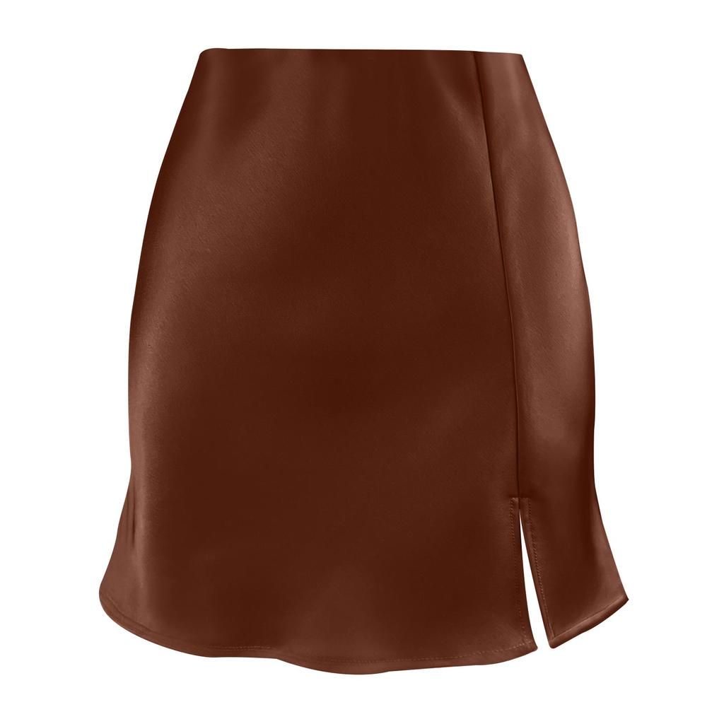 Women's Skirt Skirt High Waist Zipper Satin Ribbon Lined Skirt Skirt