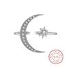Fashion Irregular Moon Star Flower Diamond Couple Ring for Women Sterling Silver S925 Christmas Gift Jewelry Rings for Women