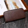 Fashion Men Long Zipper Leather Wallets Solid Color Male Business Clutch Bag Large Capacity Card Holder Mobile Phone Bag