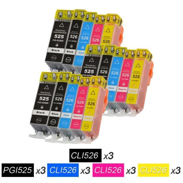 Ensemble de 15 cartouches d'encre compatibles Canon PGI-525&CLI-526 pour Canon pixma IP4850/MG5250/MG5150