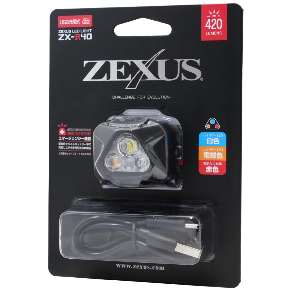 Fuji Lighting ZEXUS Перезаряжаемый светодиодный фонарь 420 Основной светодиод Работа до 18 ZX-R40 [Максимальные люмены, Время работы, Белый/Лампочка/Красный светодиоды]