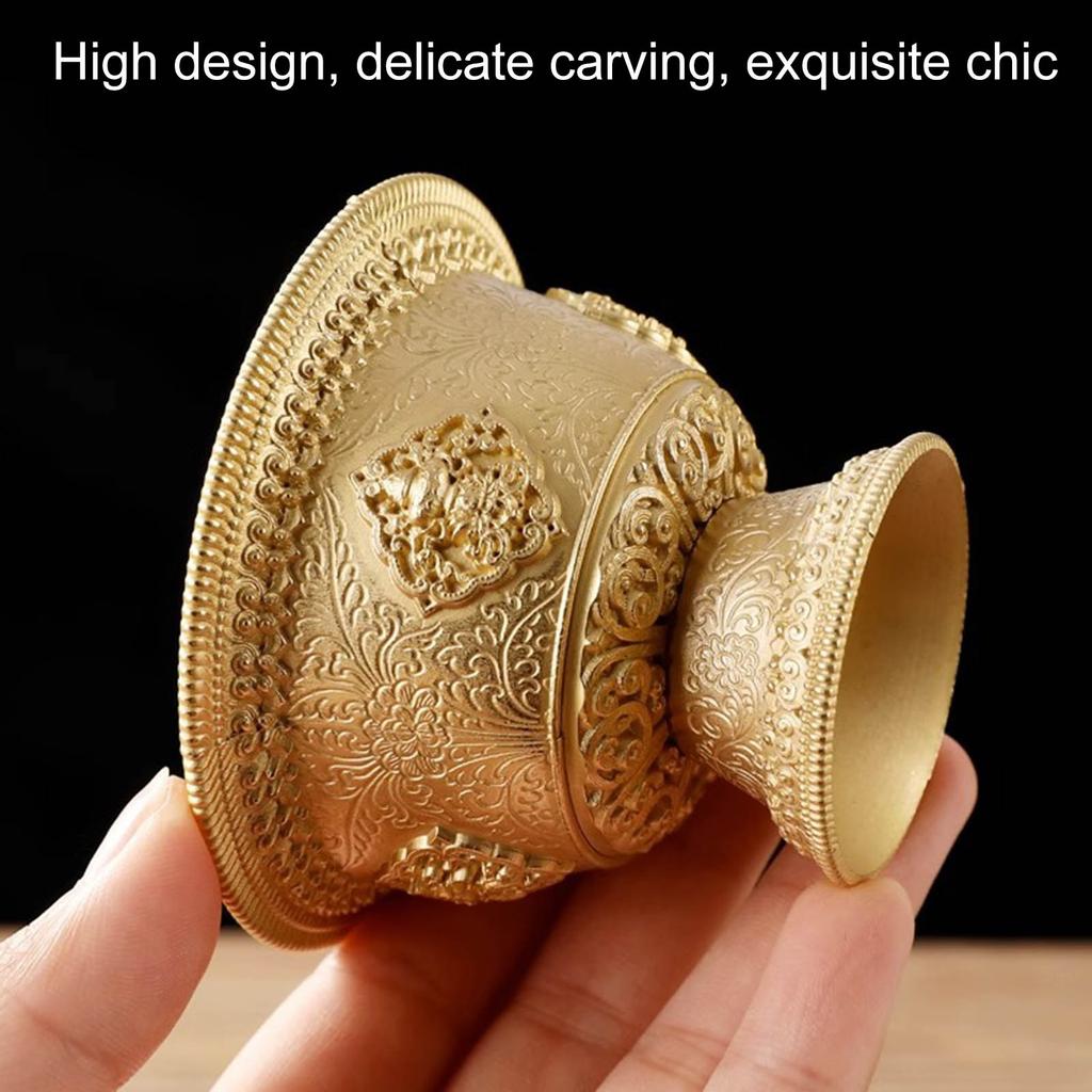Elegant Brass Water Cup Meditation Water Cup Brass Texture Suitable for Home Buddhist Altar Offering and Daily Use