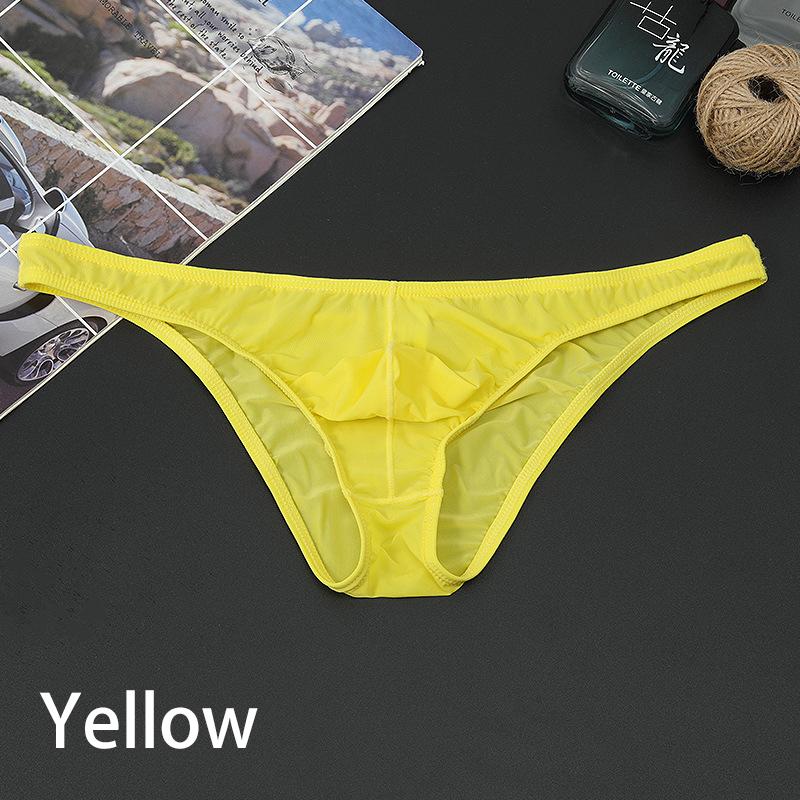 Men Erotic Underwear Pouch Seamless Panties Ice Silk Briefs Low Waist Underwear Ultra-thin Sexy