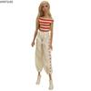 Red Striped Fashion Doll Clothes Set for Barbie Outfits 1/6 Dolls Accessories Crop Top Trousers Pants Kids Toys