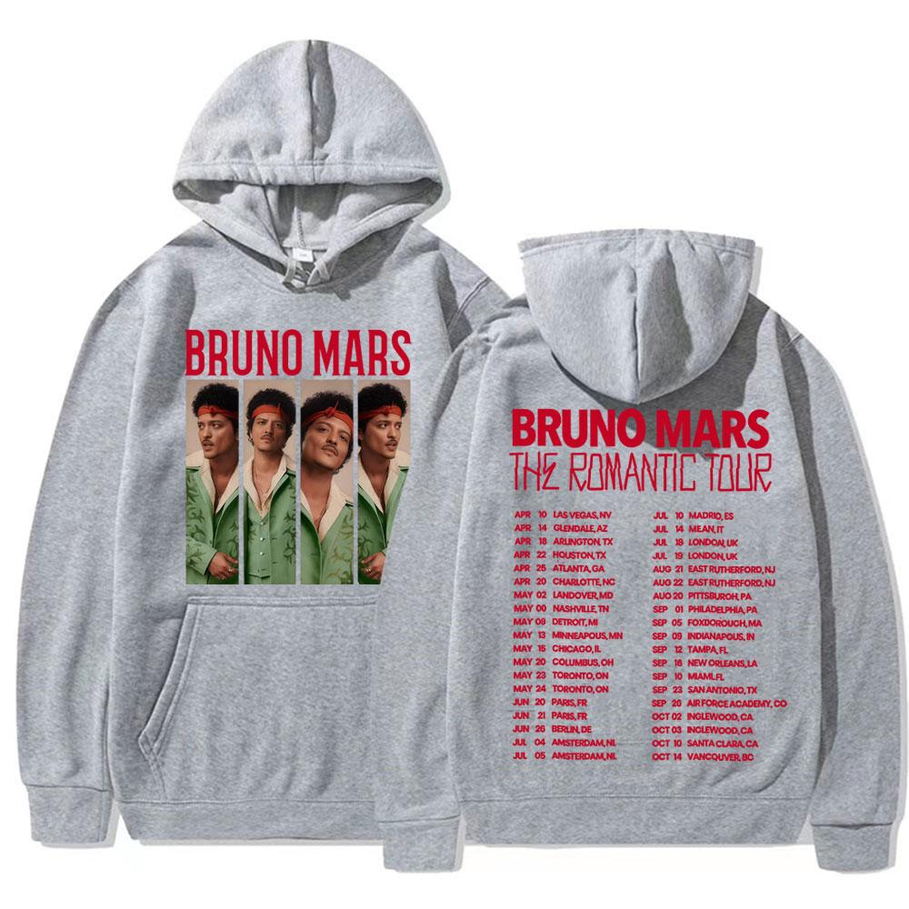 Худи Bruno Mars The Romantic Tour для мужчин и женщин, модные, винтажные 90-х, готические толстовки, флис, повседневные, оверсайз