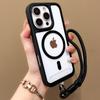 Прозрачные чехлы для телефона с ремешком на запястье Magsafe для iPhone 16 15 14 13 12 11 Pro Max Plus Магнитная беспроводная зарядка Чехол со шнурком