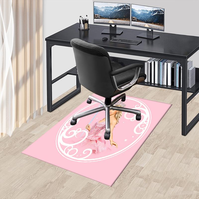 Princess, Magic Wand Pattern Polyester Office Carpet Chair Mats, Home Decor Dormitory Floor Protector with Anti-Skid Backing, Large Area Cov