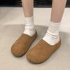 Simple Thick-soled Bag Head and Half Slippers for Women's 2024 New Autumn and Winter Velvet Half-tray One-pedal Boken Slippers