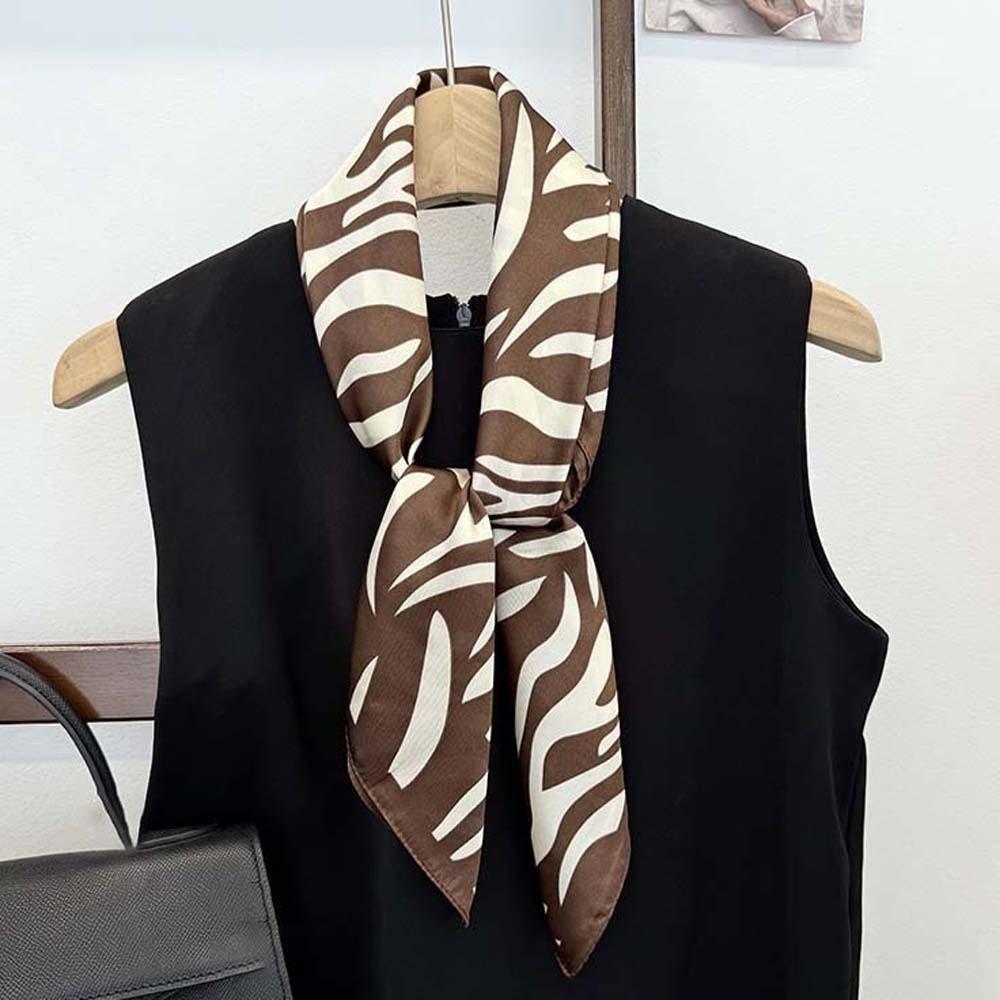 Breathable 90 CM Square Scarf Patterned Shawl Printed Silk Scarf Stripes Square Headscarf  Vacation