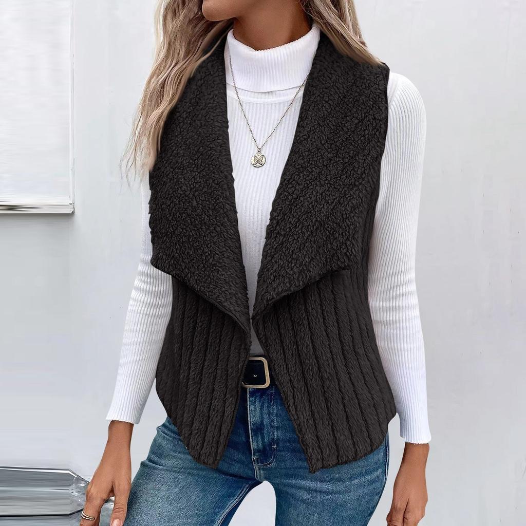 Женская мода осень и зима повседневная однотонная безрукавка универсальная жилетка куртка