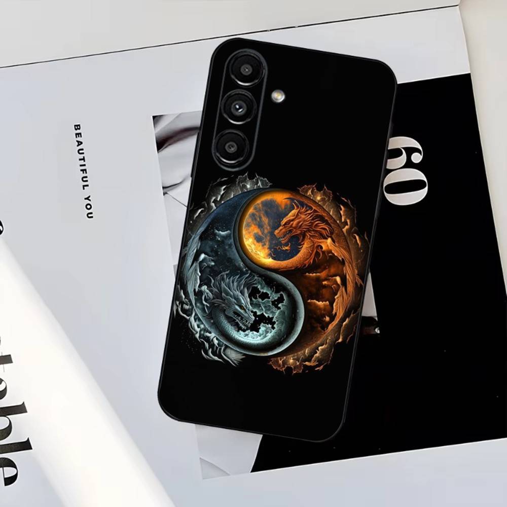 Японский Арт Дракон Инь Ян Чехол для Телефона Для Samsung S25,S24,S23,S22,S21,S20,S10,Ultra,Plus,Lite,FE,Мягкий Силиконовый Черный Чехол